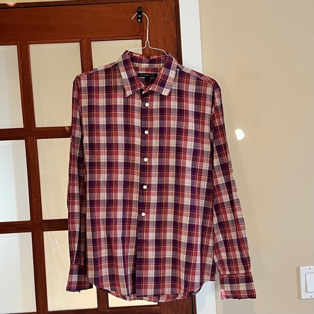 John Varvatos Star USA Purple Plaid Sport Shirt